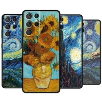 art painting van gogh for samsung galaxy s22 s21 s20 ultra plus pro s10 s9 s8 s7 5g soft tpu black phone case capa cover coque