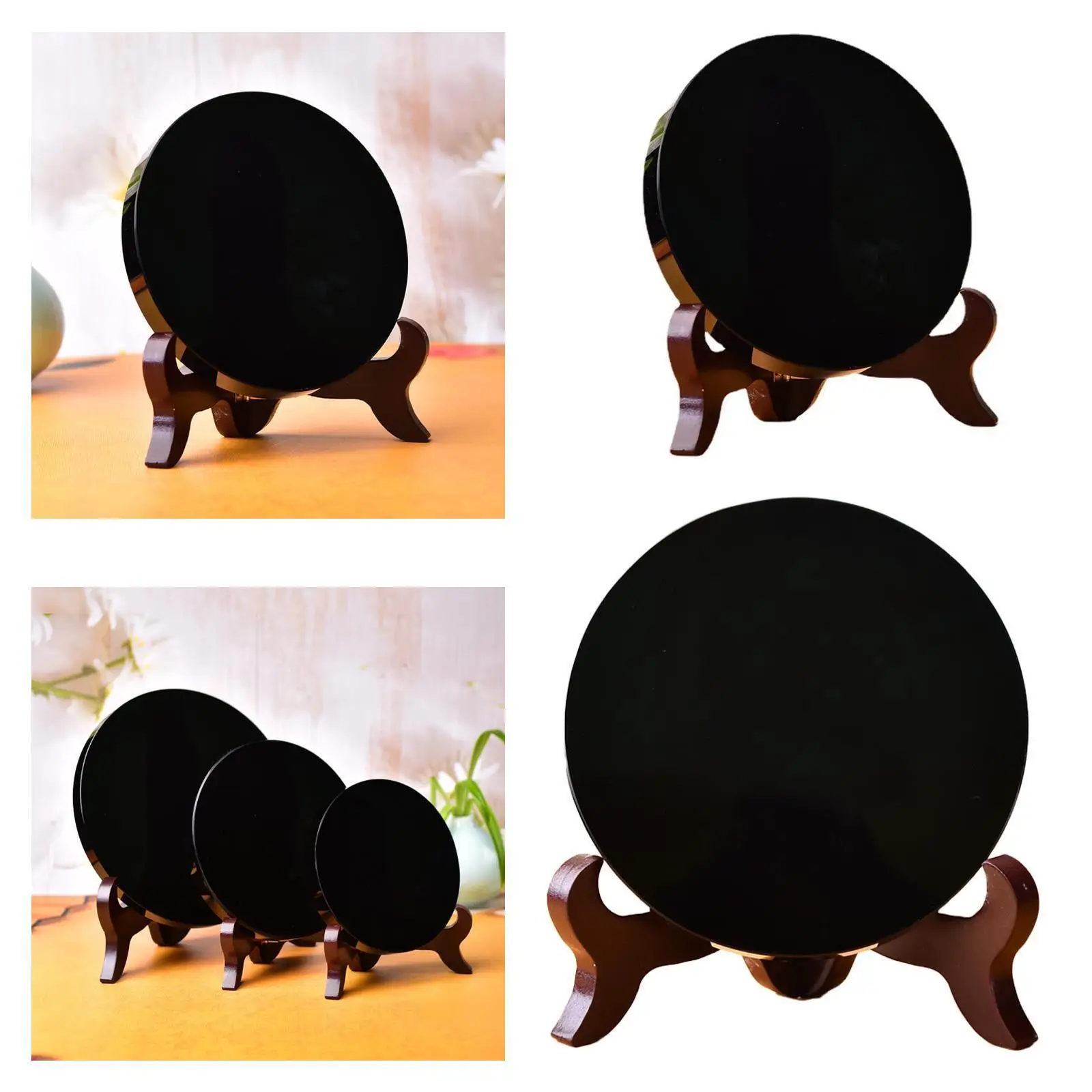 Натуральный обсидиан зеркальный камень диск Tezcatlipoca Мексика ацтекская майя