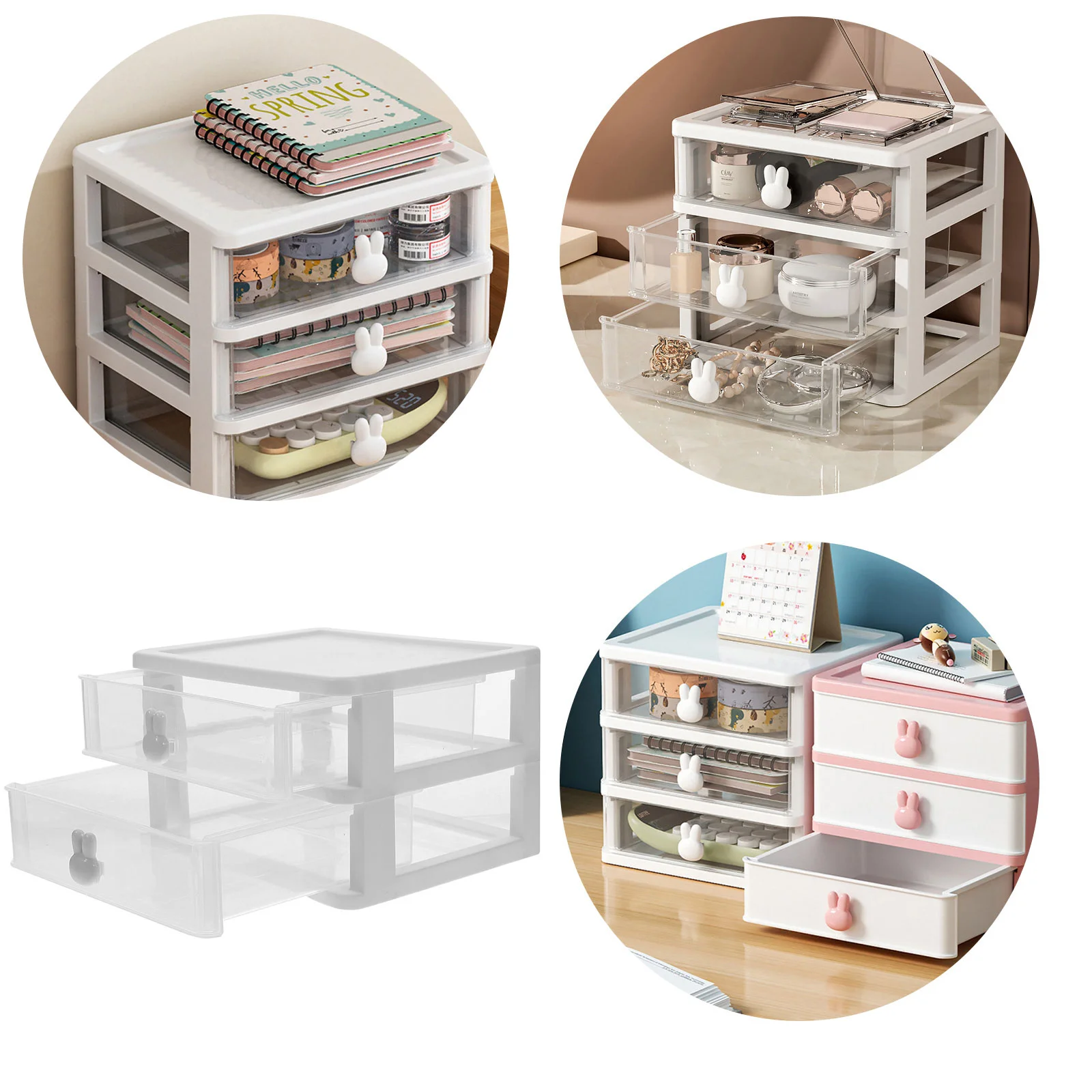 

Desktop Storage Box Office Organizer Plastic Drawers Stationery Practical Holder Bathroom Case