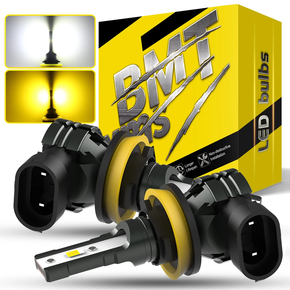 

BMTxms 2x CANBUS 9005 HB3 9006 HB4 DRL 6500K White H8 H10 H11 LED Fog Light Bulb 3000K Dual Color Switchback For Hyundai Skoda