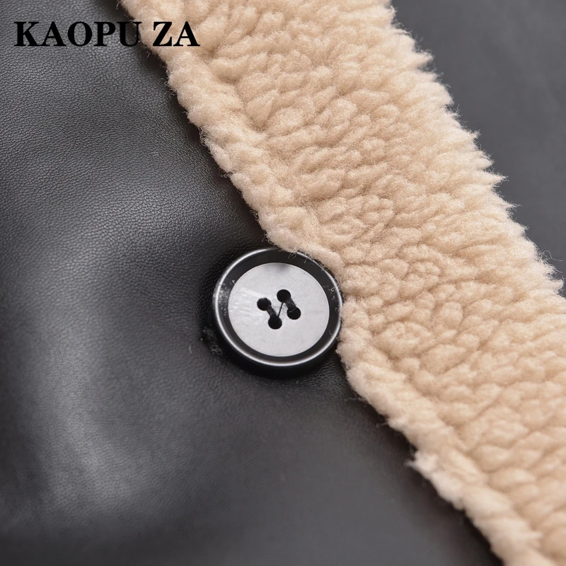 KAOPU ZA Осеннее женское повседневное пальто из искусственной кожи с отложным