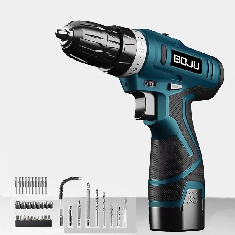 

2023 New 12V lithium electric drill 24V dual speed rechargeable drill multifunctional household electric screwdriver metal tin