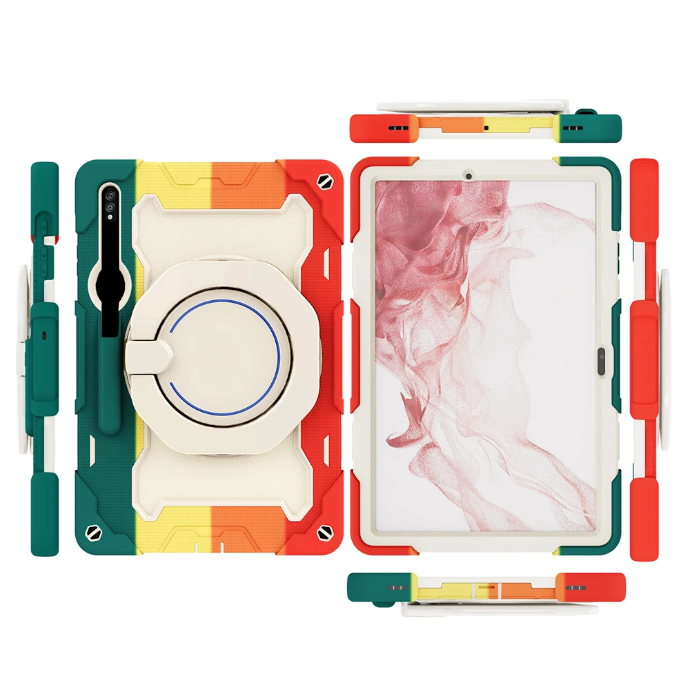 

Case for Samsung Galaxy Tab S7 FE Plus S8 Plus12.4" Shockproof Kids Stand Cover Kickstand Handle Shoulder Strap