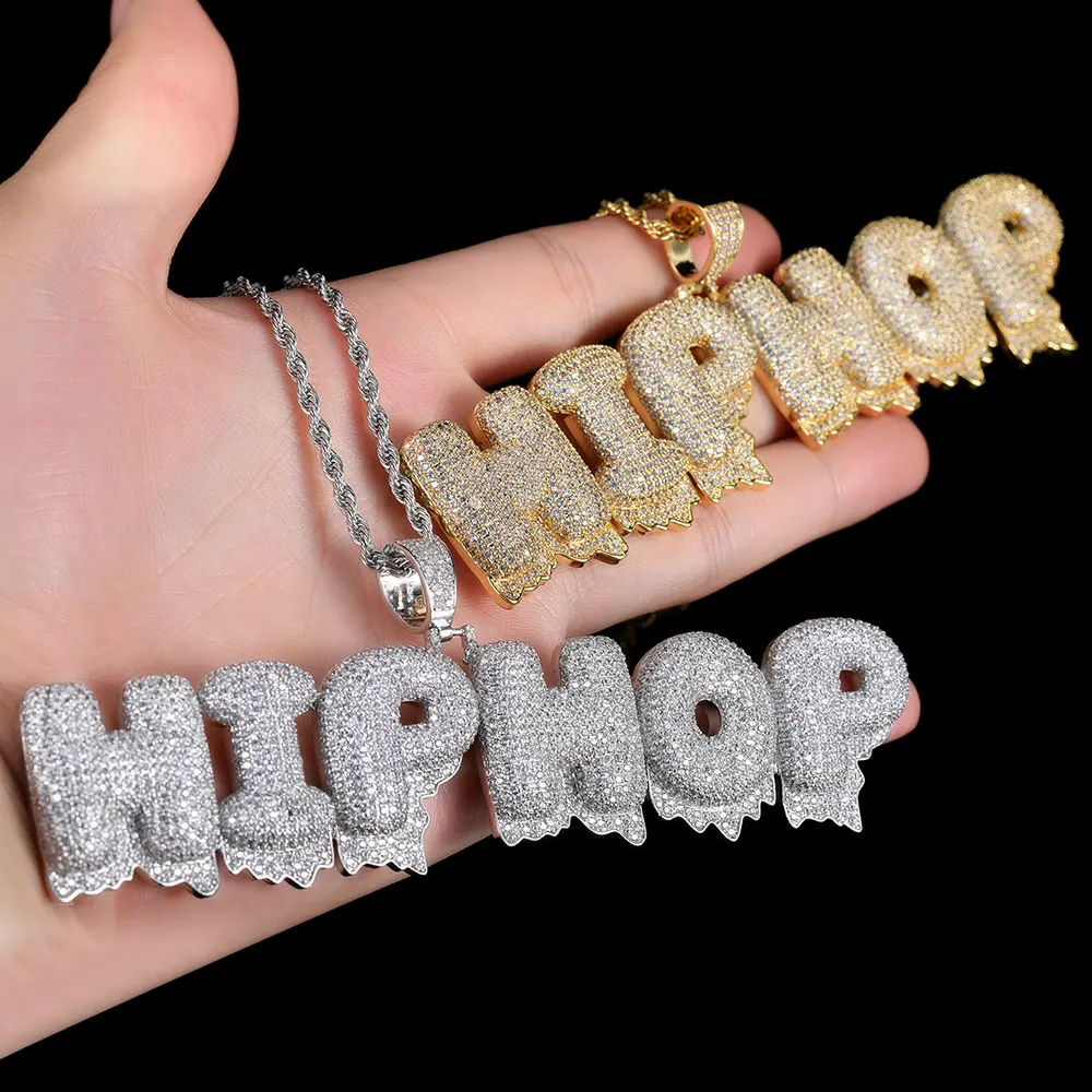2022 Hip Hop Rapper Rock Fashion Jewelry Diamond Iced Out Custom Name Letter Pendant Necklace For Women