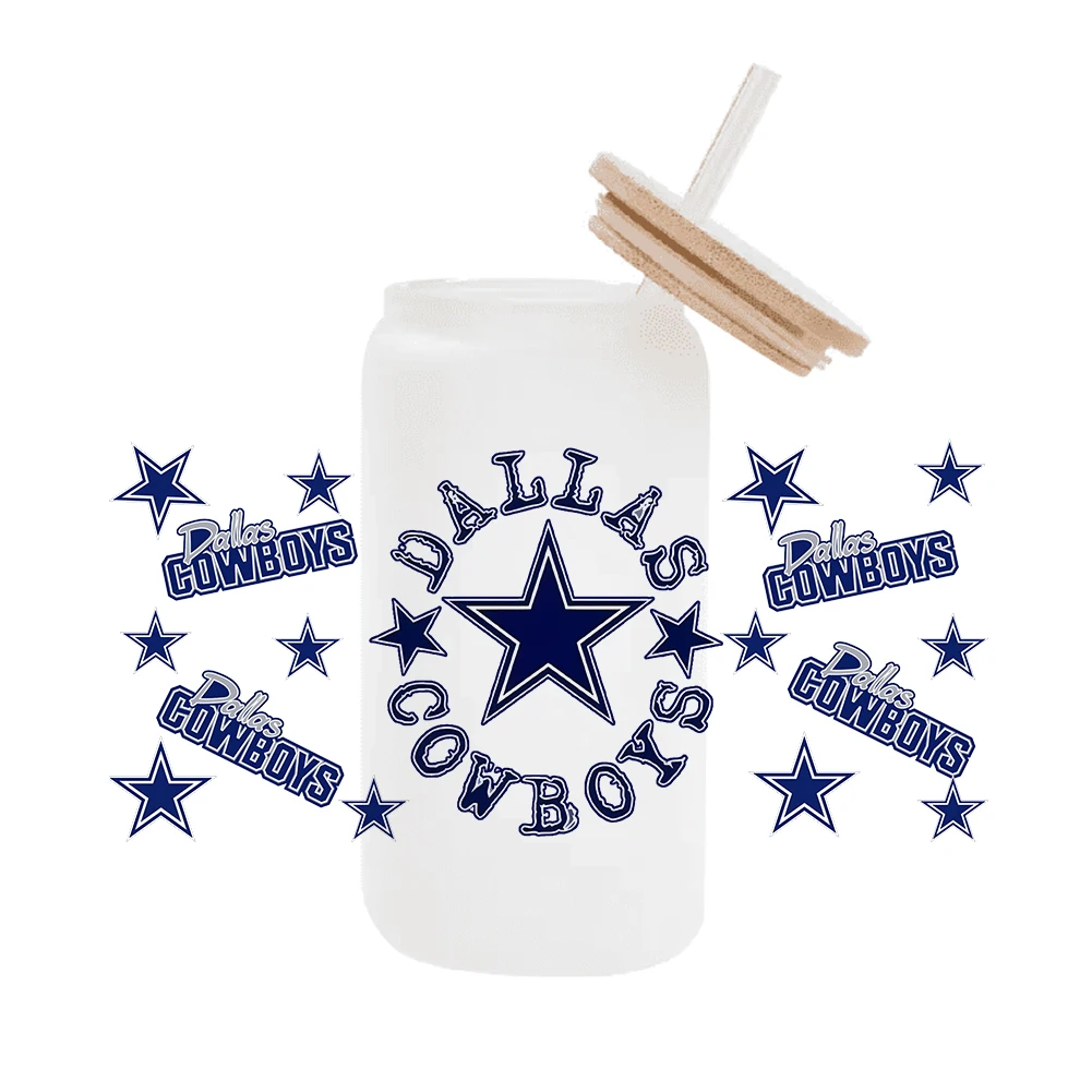 W Sport Team 11x24cm 16oz Can Glass Wrap Наклейка Водонепроницаемая УФ Dtf Кофейное стекло