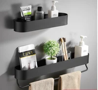 304050cm bathroom shelf wall shelves shower basket storage rack black towel bar robe hook kitchen bathroom accessories storage