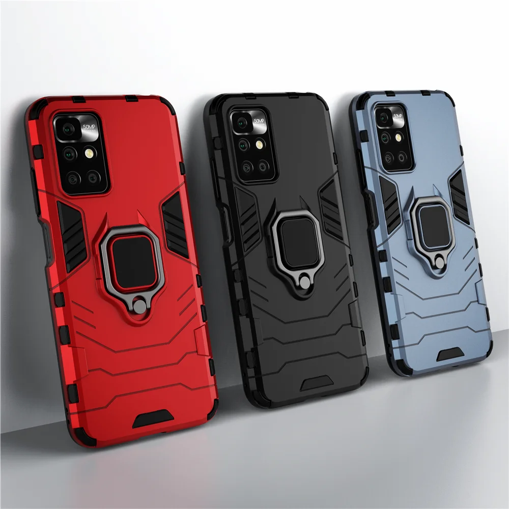 

For Redmi 10 Note 10S Note 11 Pro Max 9 9T 9A K40 Ring Stand Phone Cover for Xiaomi Mi 11 Lite 11T Pro Redmi 10 Shockproof Case