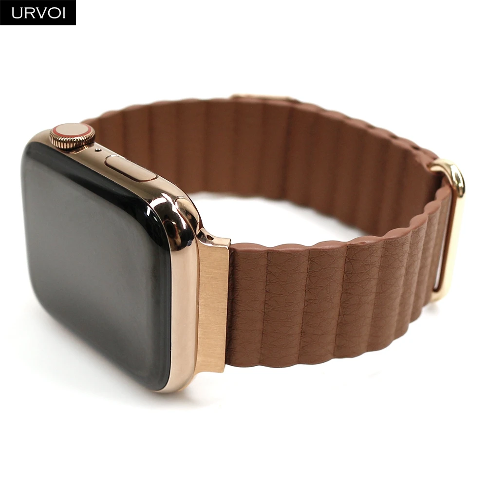 Ремешок URVOI для Apple Watch Series 7 6 SE54321 кожаный браслет iWatch звеньевой на запястье