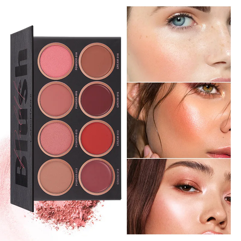 

8 Colors Face Blush Palette Makeup Multi-Color Matte Blusher Lightweight Powder Pallete Check Cosmetics Pink Peach Rouge Set