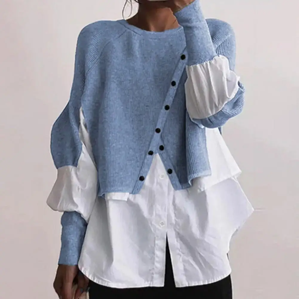 

Chic Shirt Sweater Office Lady Autumn Blouse Loose Soft Creative Women Autumn Sweater Warm