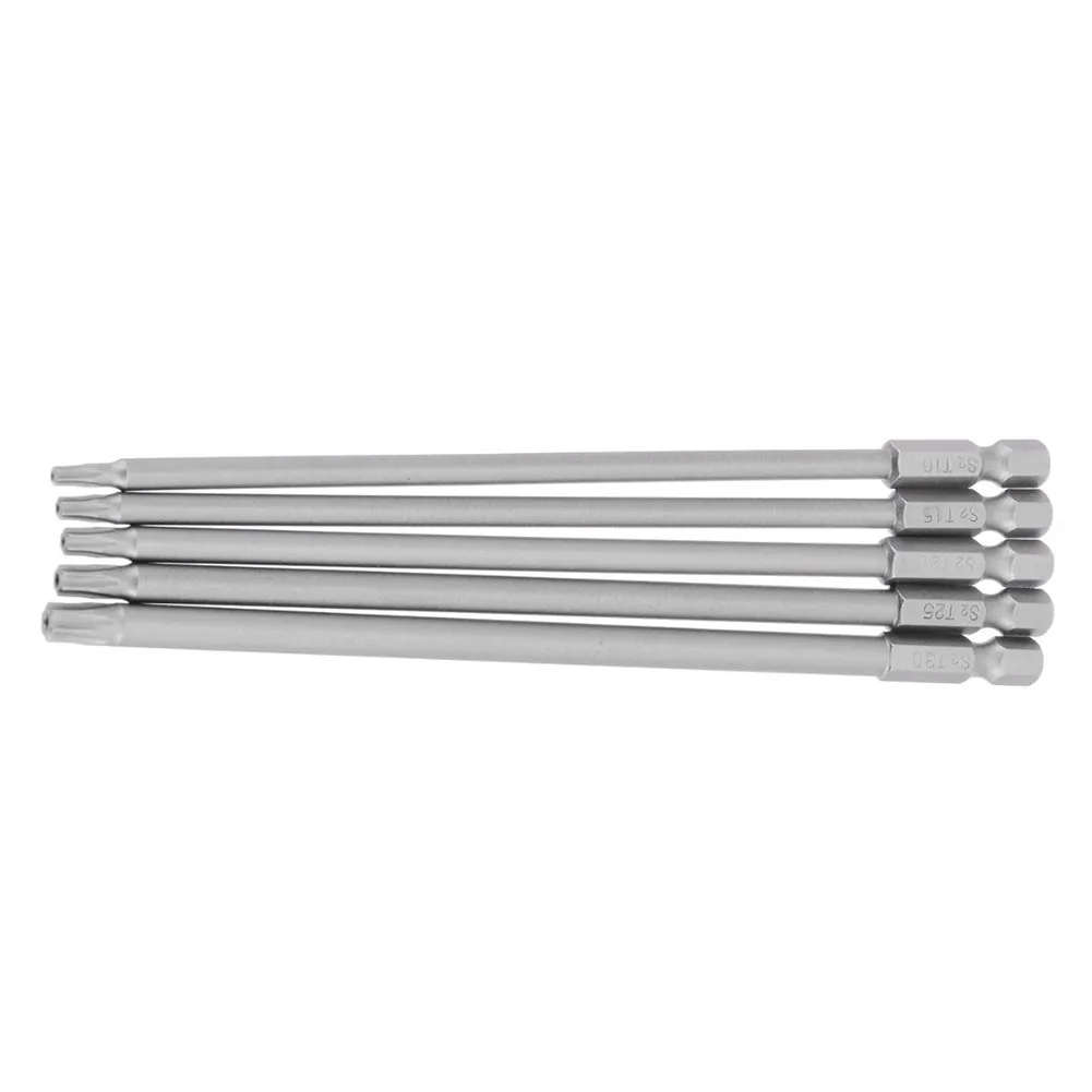 

5Pcs Torx Screwdriver Bit 150mm T10-T30 Long Magnetic Torx Electric Screwdriver Drill Bits Kit For 1/ 4 Pneumatic Screwdrivers