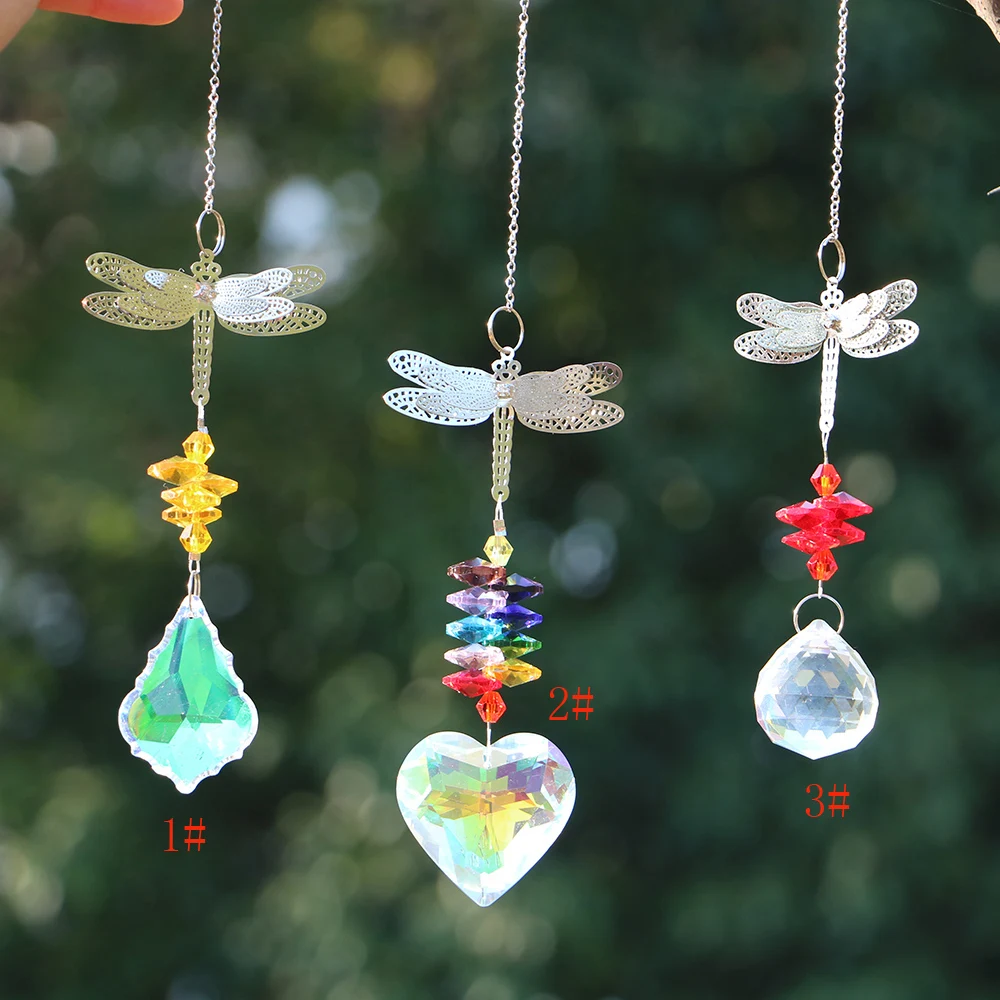 

Хрустальная стрекоза, подвесной Хрустальный Ловец солнца с хрустальной призмой, Радужный прибор для окон, сада, уличное украшение для дома, подарок