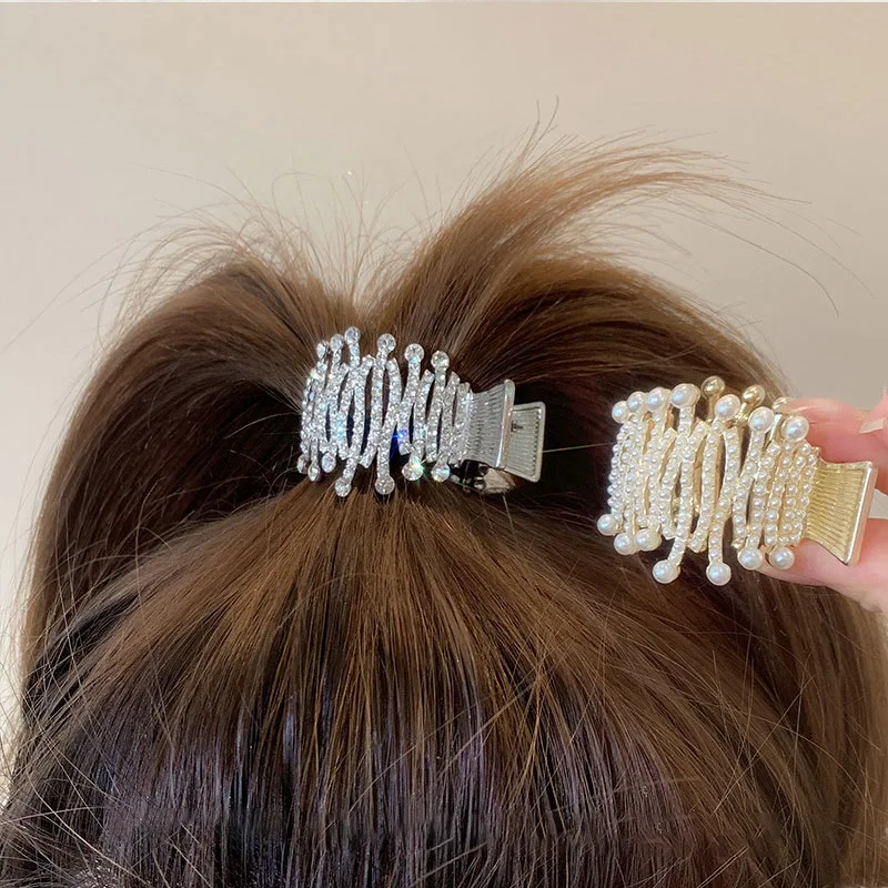 

Заколка для волос с жемчугом и Цирконом женская, Шпилька с кисточкой и высоким хвостом, заколка-Пряжка, модный аксессуар для волос