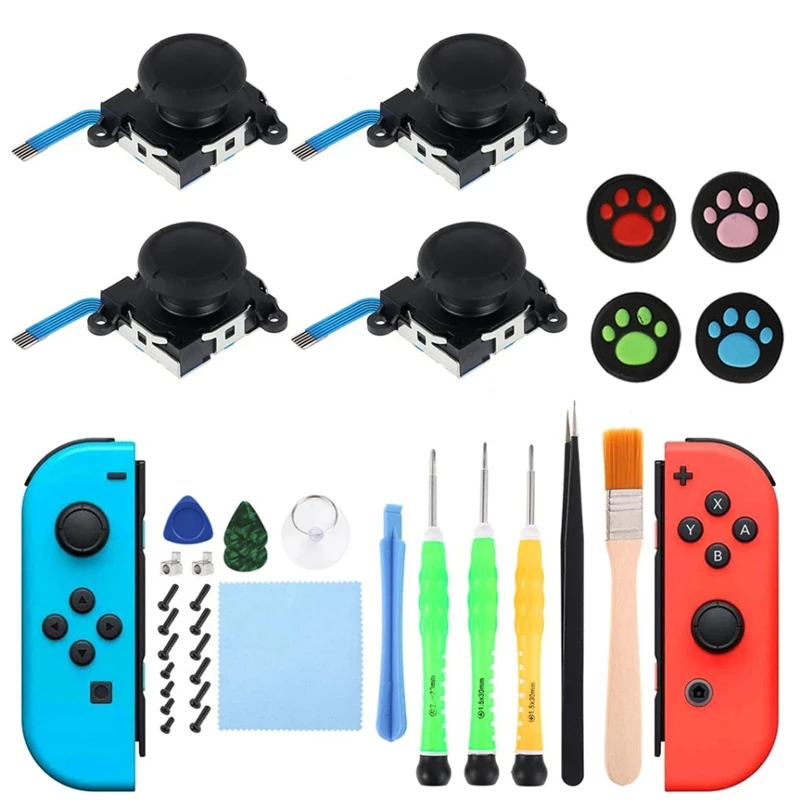 

34PCS Replacement 3D Analog Joy Con Joystick Gamepad Thumb Stick For Nintendo Switch NS Joystick Joy Con Repair Tool