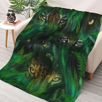 jungle eyes throws blankets collage flannel ultra soft warm picnic blanket bedspread on the bed