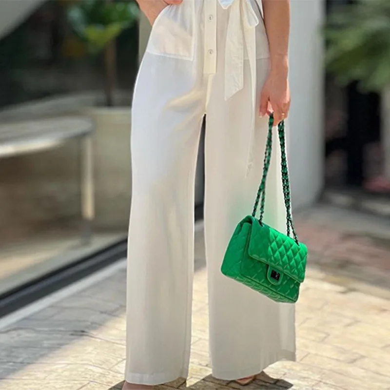 S-3xl Fashionable Street Waistband Jumpsuit 2023 Spring And Summer New Lace Up Pocket Slim Mop Pants Wholesale