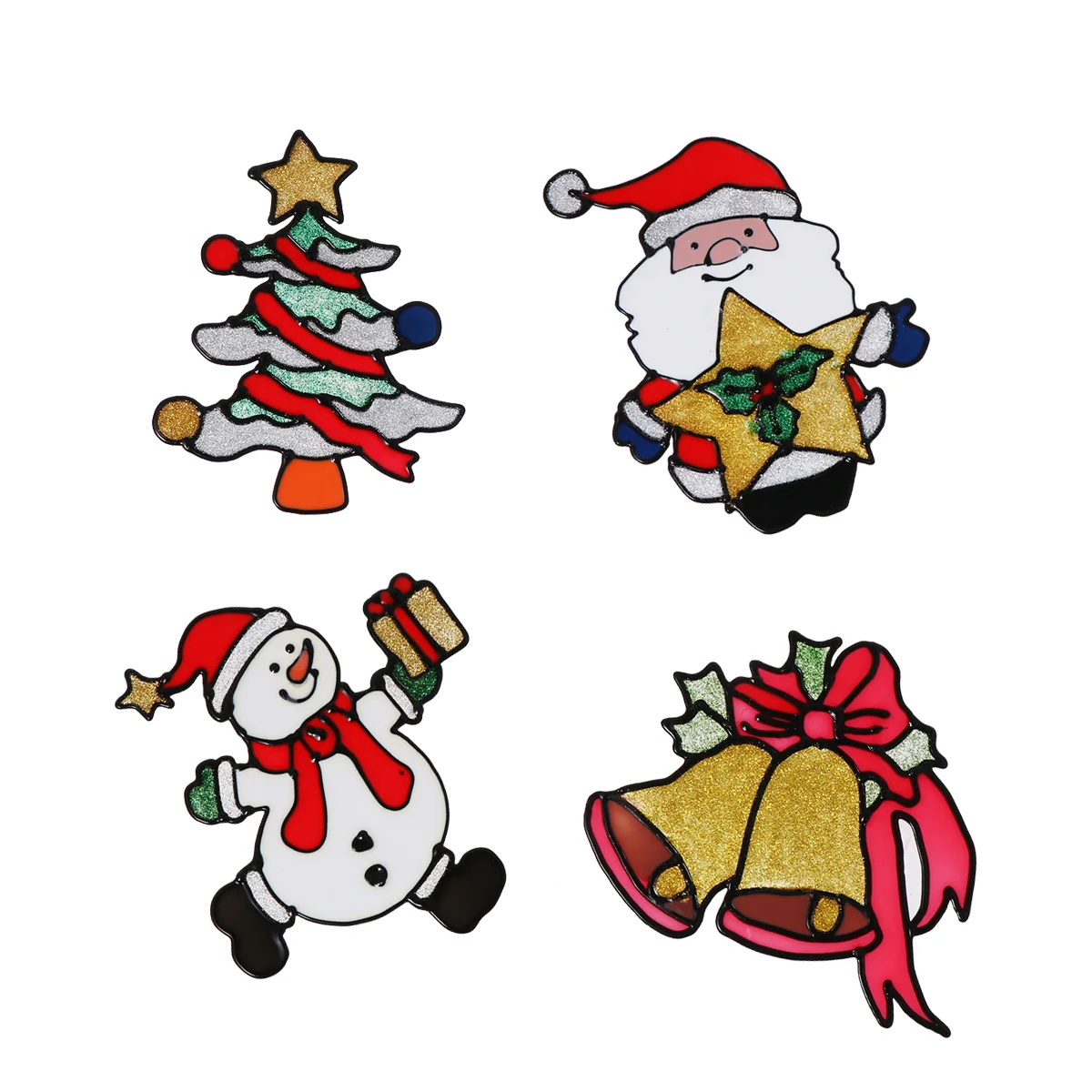 

4pcs Holiday Showcase Window Decor Christmas Window Clings Xmas Window Sticker Christmas Wall Sticker