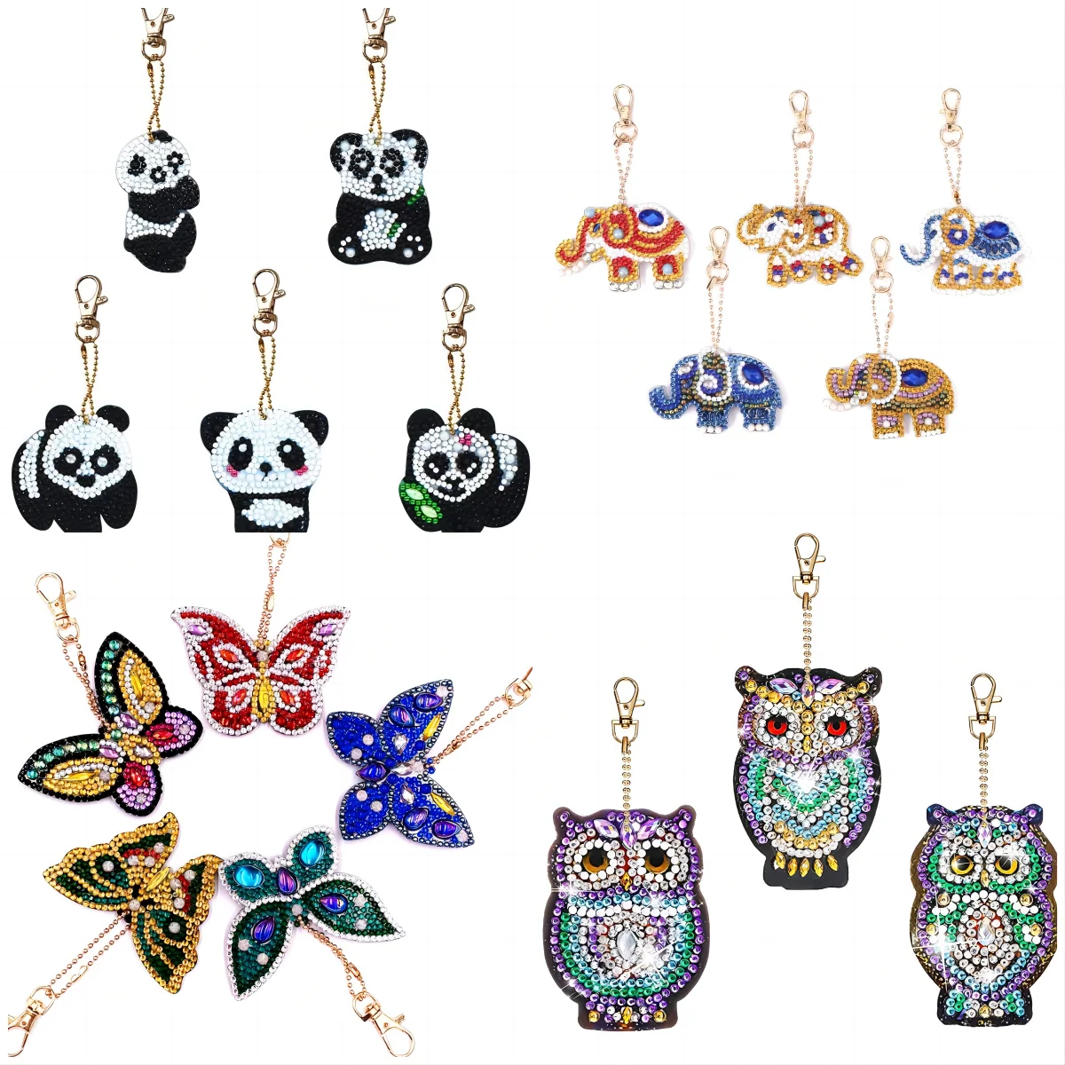 

Брелок для ключей с рисунком панды, набор из 5 предметов для самостоятельной сборки, с двусторонним полным фрезером, строительные брелки