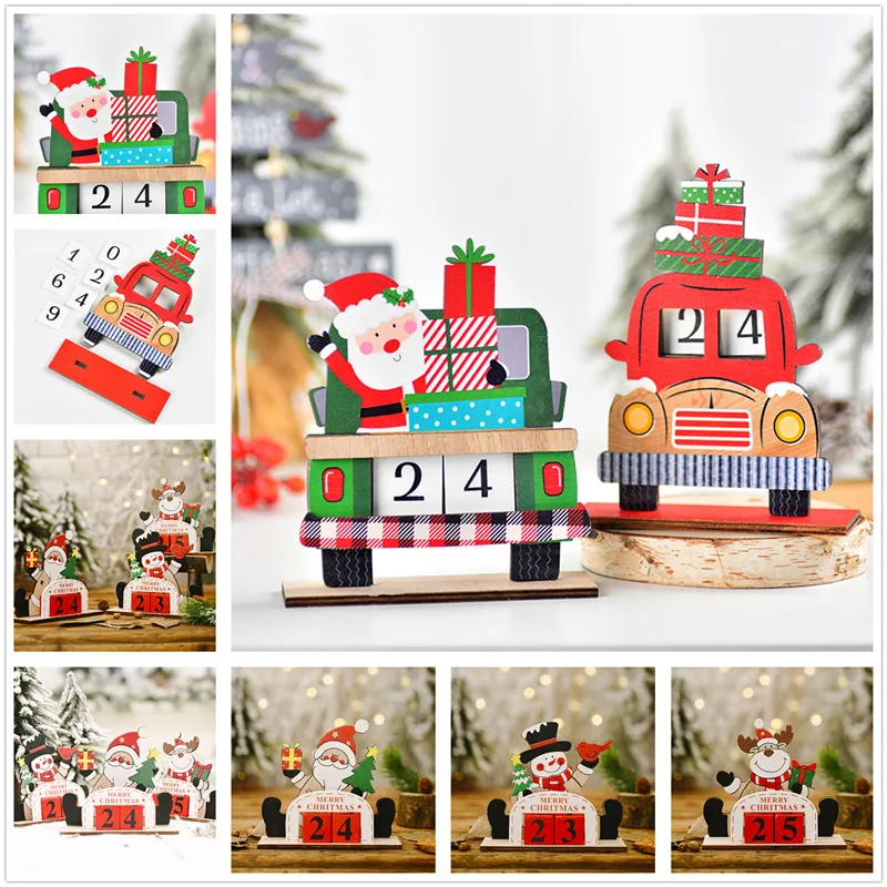 

Новогодние подарки 2023, деревянный календарь с обратным отсчетом, рождественские украшения для дома, рождественские деревянные украшения, ч...