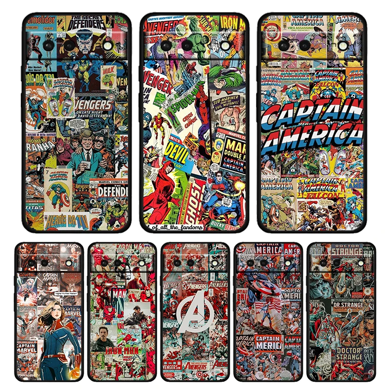 

Marvel Aesthetic Collage Shockproof Case for Google Pixel 7 6 Pro 6a 5 5a 4 4a XL 5G Soft TPU Black Phone Cover Shell Capa Coque