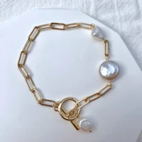 bohemia golden pearl pendant bracelets for women boho hand made jewelry geometric ot clasp charm bracelet