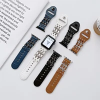 leather chain strap for apple watch 38mm 40mm 41mm 42mm 44m 45mm band crocodile pattern bracelet for iwatch series 7 se 6 5 4 3