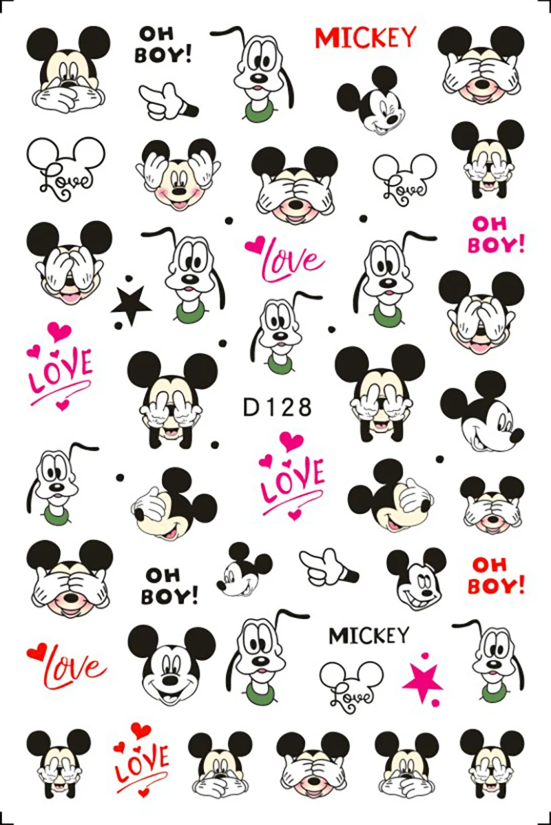 1PCS Disney New Cartoon Nail Stickers Nail Art Decoration Mickey Mouse Donald Duck 3D Sticker Nail Parts DIY Nail Art Supplies