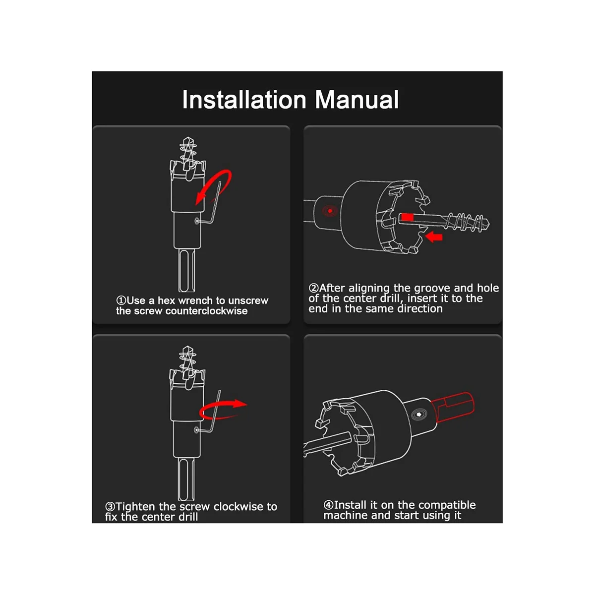Набор отверстий для пилы из карбида вольфрама 1/2-2-1/8 дюйма металла нержавеющей