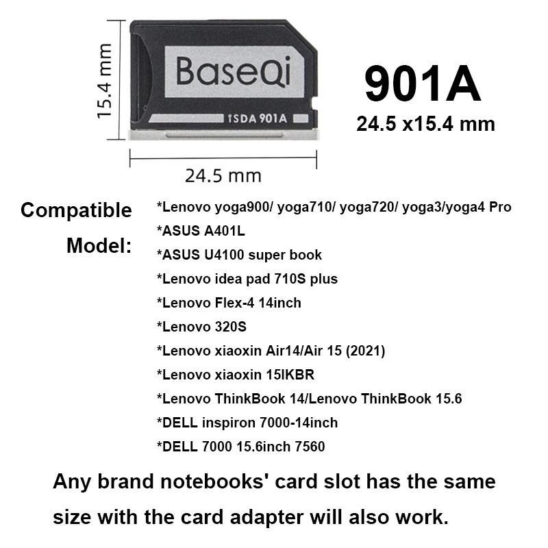 Фото Оригинальный адаптер BaseQi для Lenovo Yoga 900/Yoga710/Yoga720/ideapad/Yoga3, алюминиевый адаптер для карты Micro SD №1