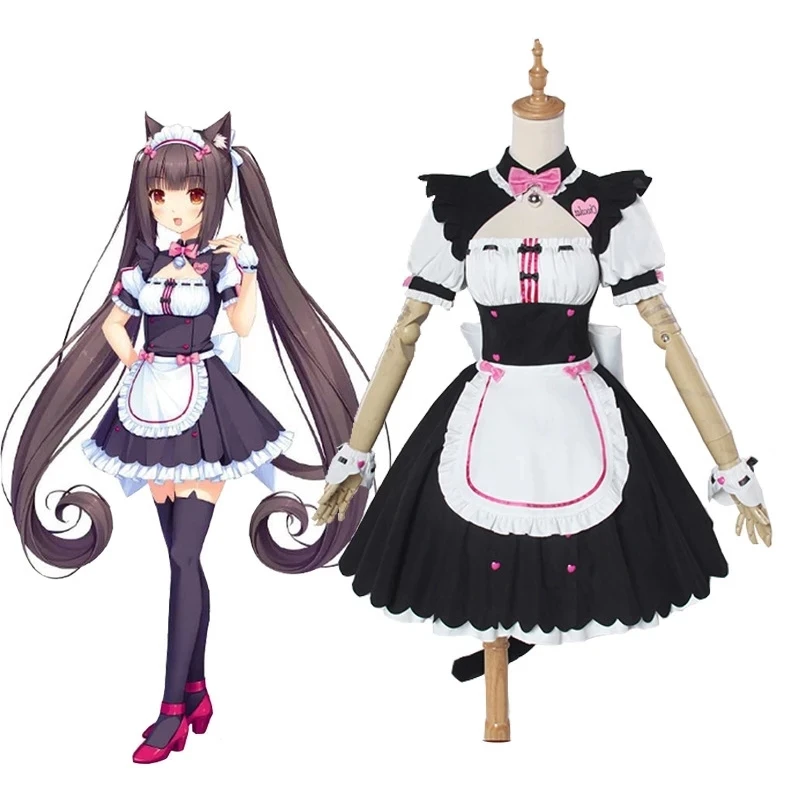 

NEKOPARA Cosplay Costume Chocola Vanilla Maid Apron Dress Uniform Women Anime Cat Neko Girl Full Set Costumes