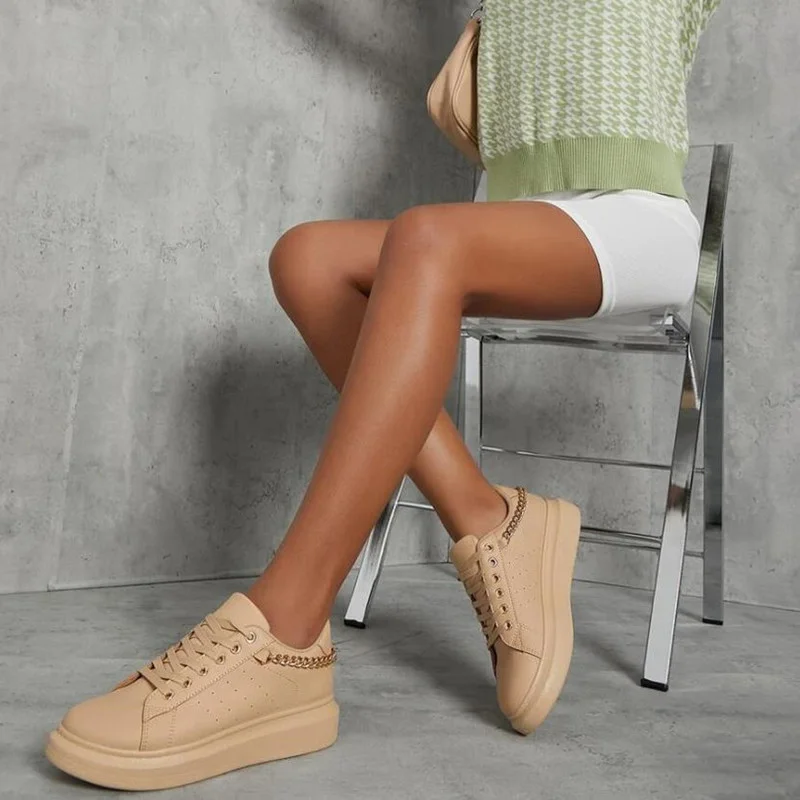 

2022 New Women's Thick Sole Sneakers Flat Casual Shoes Breathable Comfortable Vulcanized Shoes Outdoor Running Wedge Sneakers