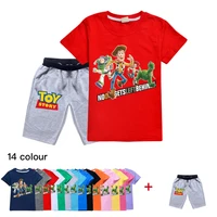 2022 disneys new cartoon sports print toy story t shirt shorts two piece summer casual suit for boys and girls 2 16y