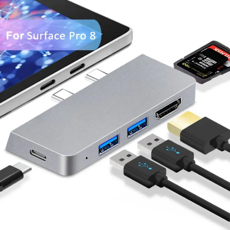 

USB C Adapter Laptop PD Charger Type-C HUB Dock Station Splitter Portable USB Hub Adapter High Speed For Microsoft Surface Pro 8