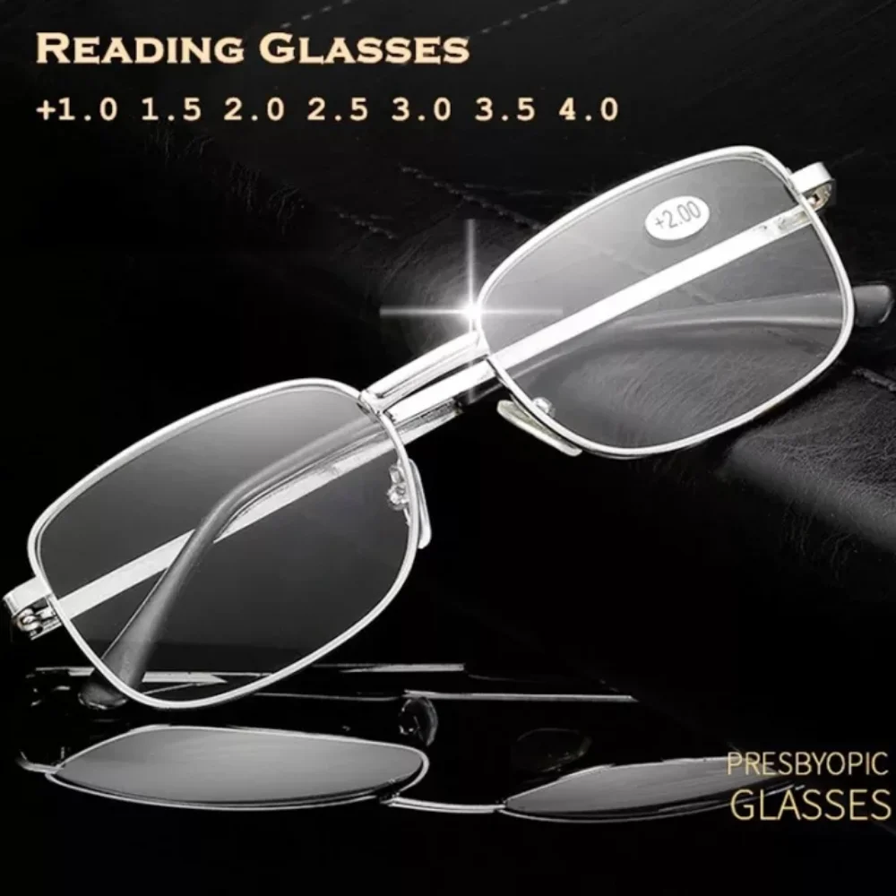 

FG Unisex Metal Frame Reading Glasses Square Frame Reading Glasses With Grade +1.0 to +4.0