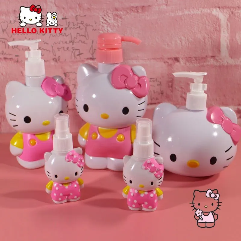 

Kawaii Hello Kitty сжимаемая бутылка для ванной комнаты ручная работа гель для душа дополнительная замена бутылки аниме мультяшный подарок