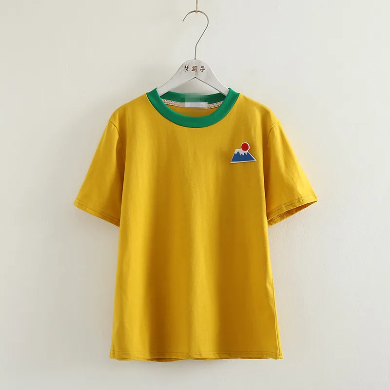 

Новинка 2021, летняя футболка с коротким рукавом, женские модные хлопковые футболки, женские повседневные Аппликации из сукна