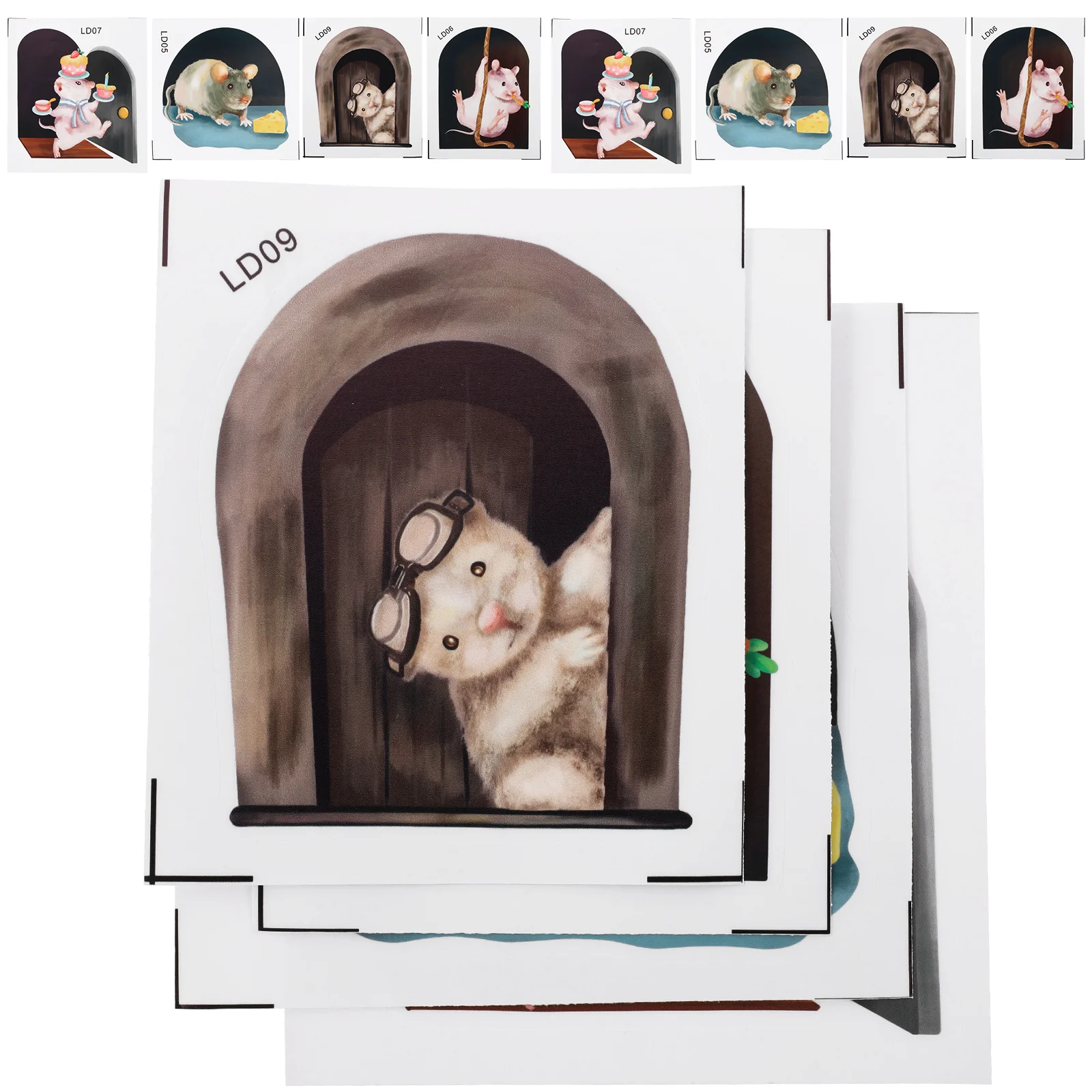

Wall Sticker Decal Hole Cartoon Rat Decals 3D Stickers Cute Rats Room Adhesive Mural Background Wallpaper Decorative Self Cave