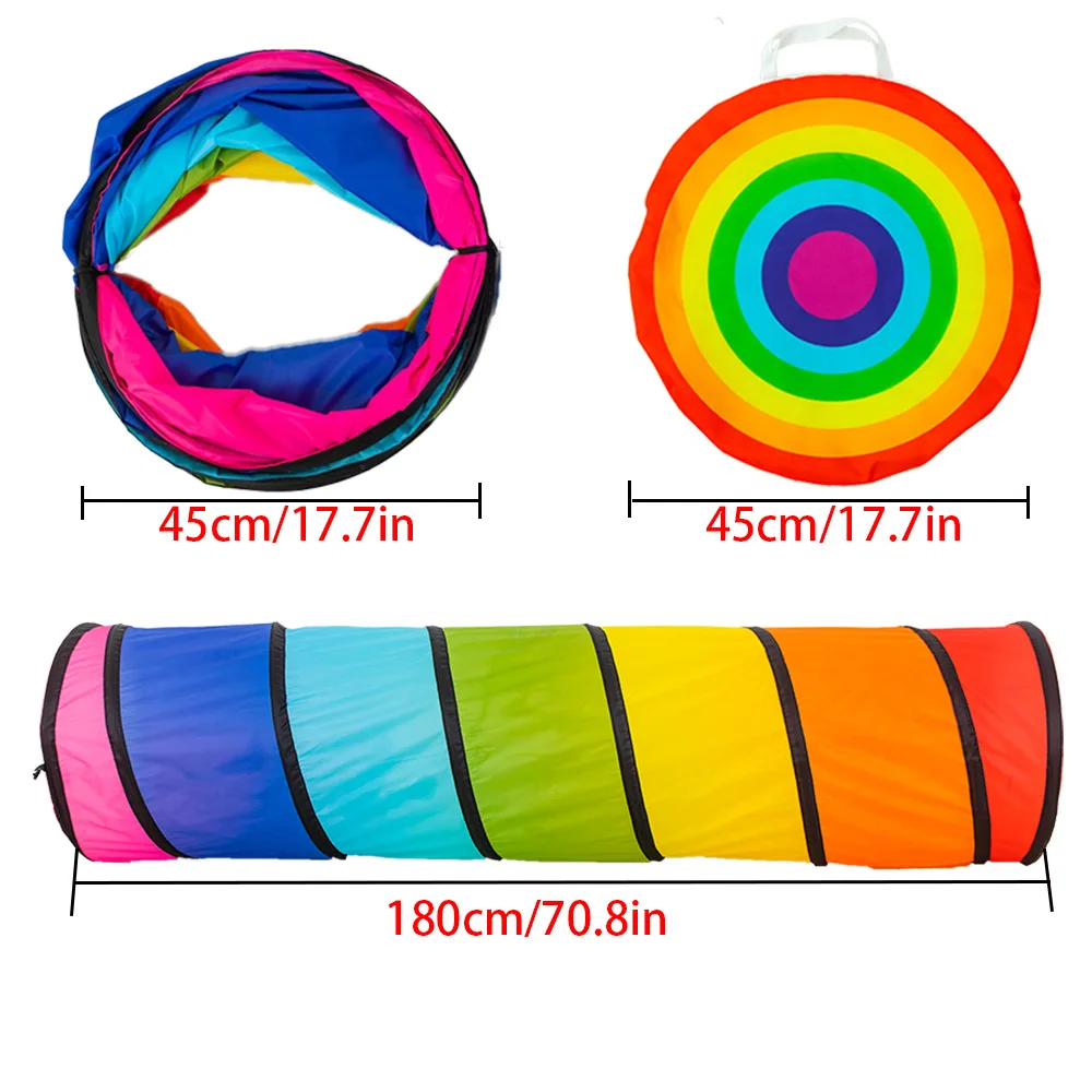 

Early childhood education toys rainbow colorful tunnel crawling indoor drilling hole portable children's passage tent wholesale