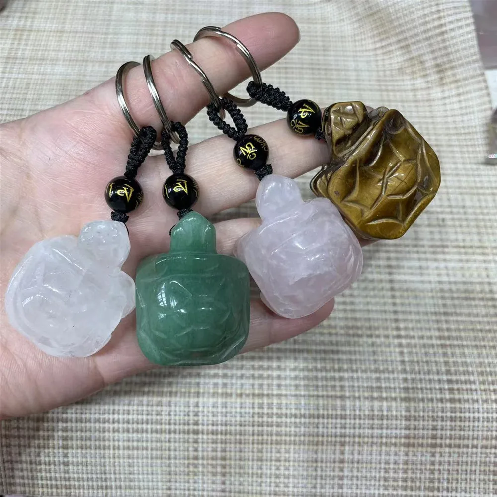 

Натуральный полировальный розовый Кварцевый брелок Хрустальное ювелирное изделие в форме черепахи Исцеляющие драгоценные камни модное украшение для дома Diy тренд Подарок Подвеска