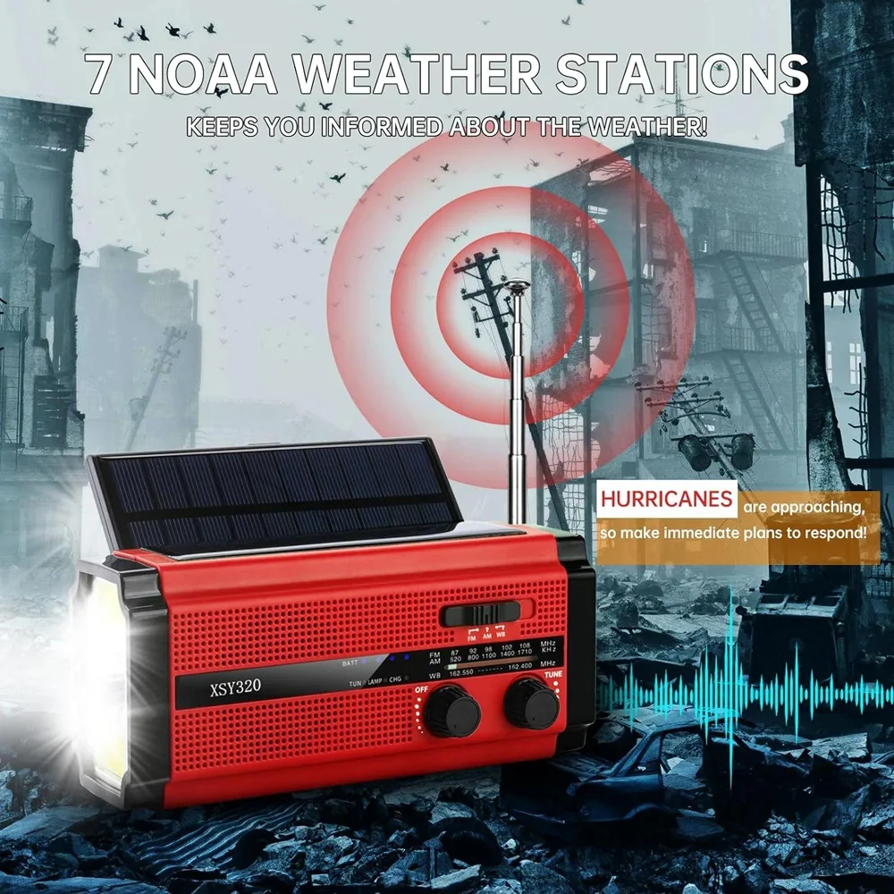 WOOPKER 5000 мАч аварийное радио FM XSY-320 портативный ручной аккумулятор на солнечной батарее водонепроницаемый с сигнализацией SOS фонарик погода (art.: 3920cd1540dd2) - 3920cd1540dd2