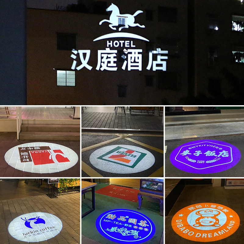 

Yufan outdoor ip67 waterproof advertising light custom logo 80w led wedding floor projection 100w door shop gobo projector