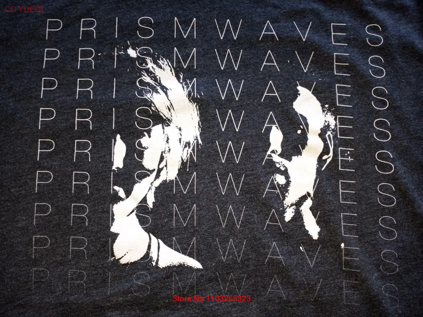 Винтажная футболка с призмой и волнами .. Размер Средний Вт усадка 19 5 ячеек синий