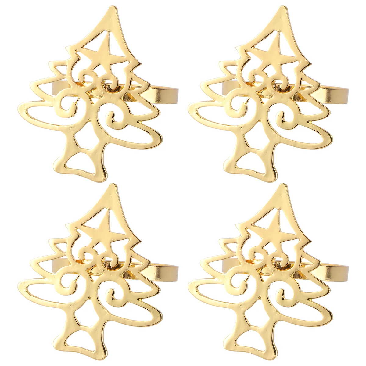 

Napkin Christmas Tree Ring Alloy Holder Buckle Serviette Rings Holiday Dinner Metallic Xmas Silver Gift Holders