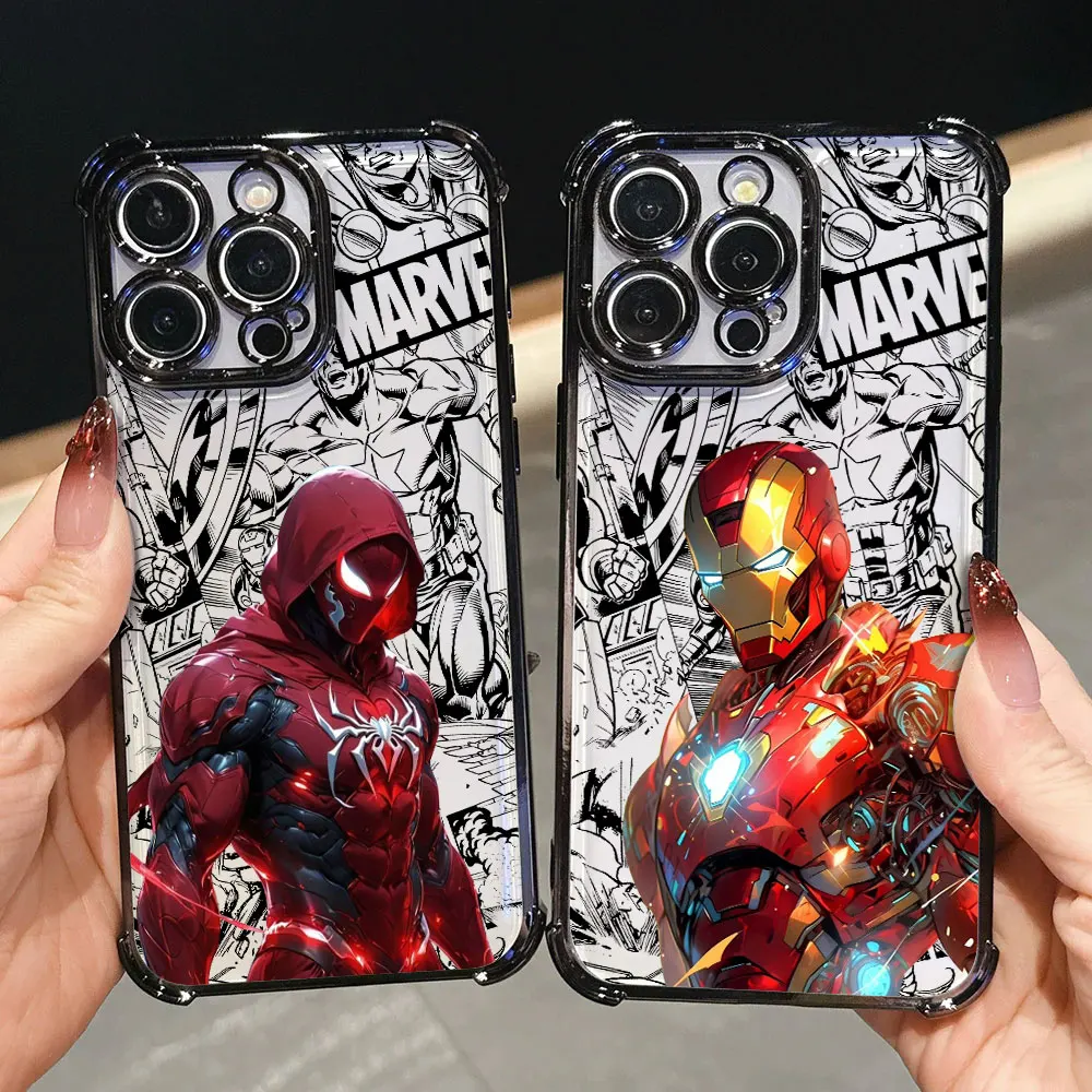 Фото Роскошный силиконовый чехол Iron Spider Man Captain America для iPhone 17E, 17, 16 Pro, 15, 14, 13, 12, 11 Pro Max, 17 Air, 16 E Plus №1
