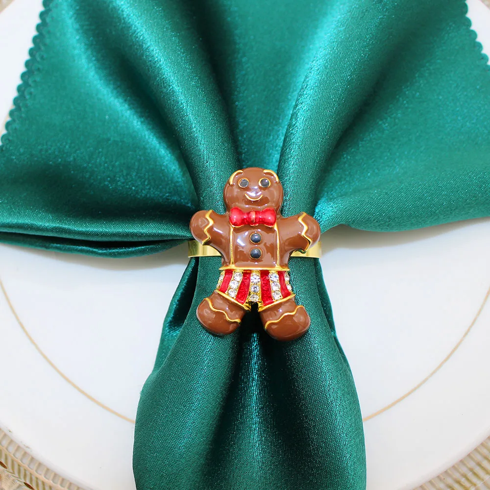 6 шт. кольца для рождественских салфеток с пряничным человечком держатель со