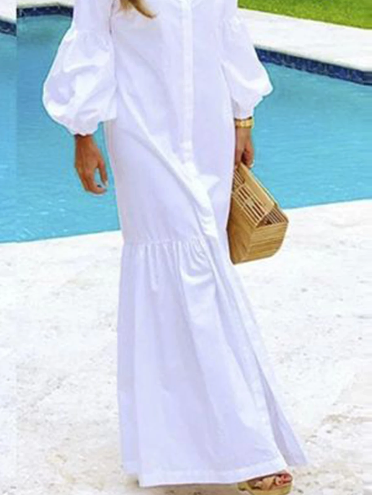 Платье-рубашка женское однотонное из хлопка и льна элегантное модное