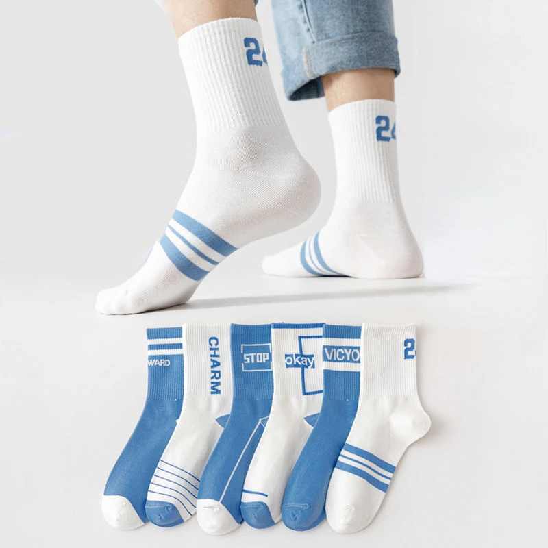 5pair /Lot Men's Sports Long Socks Skateboard Basketball Cotton Ankle High Hip Hop Sock High Quality Casual Calcetines Unisex