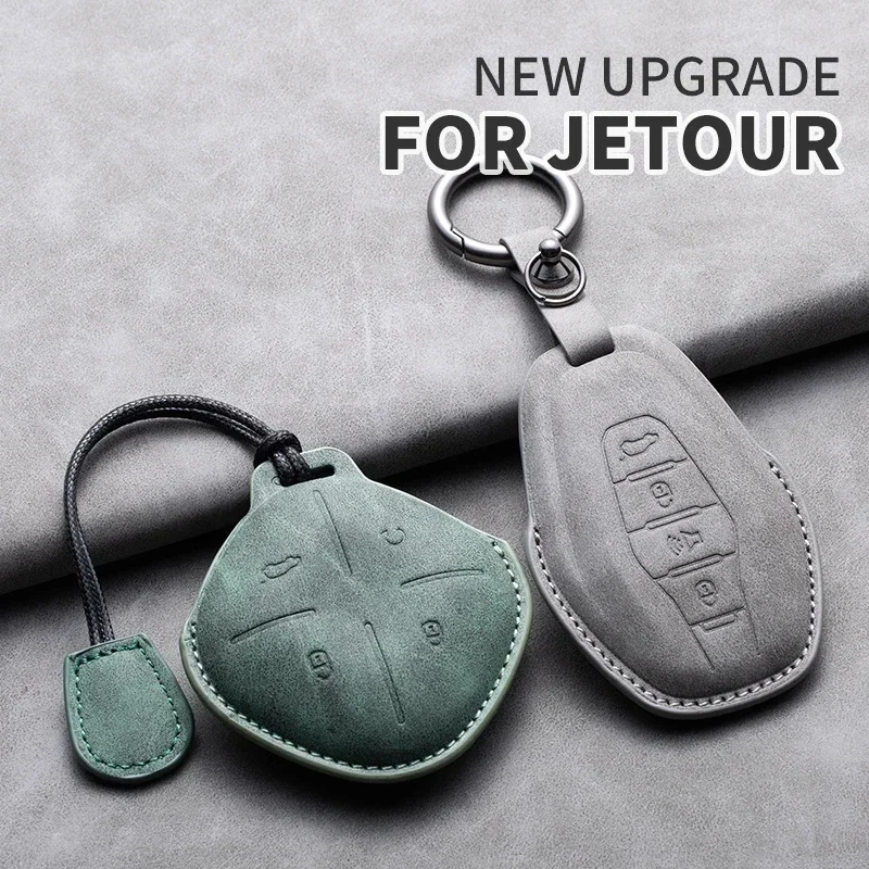 Фото Кожаный Автомобильный брелок для ключей с 4 кнопками, оболочка для Chery Jetour X70 X90 X95 Plus 2020 2021 2022 2023, аксессуары для ключей №4