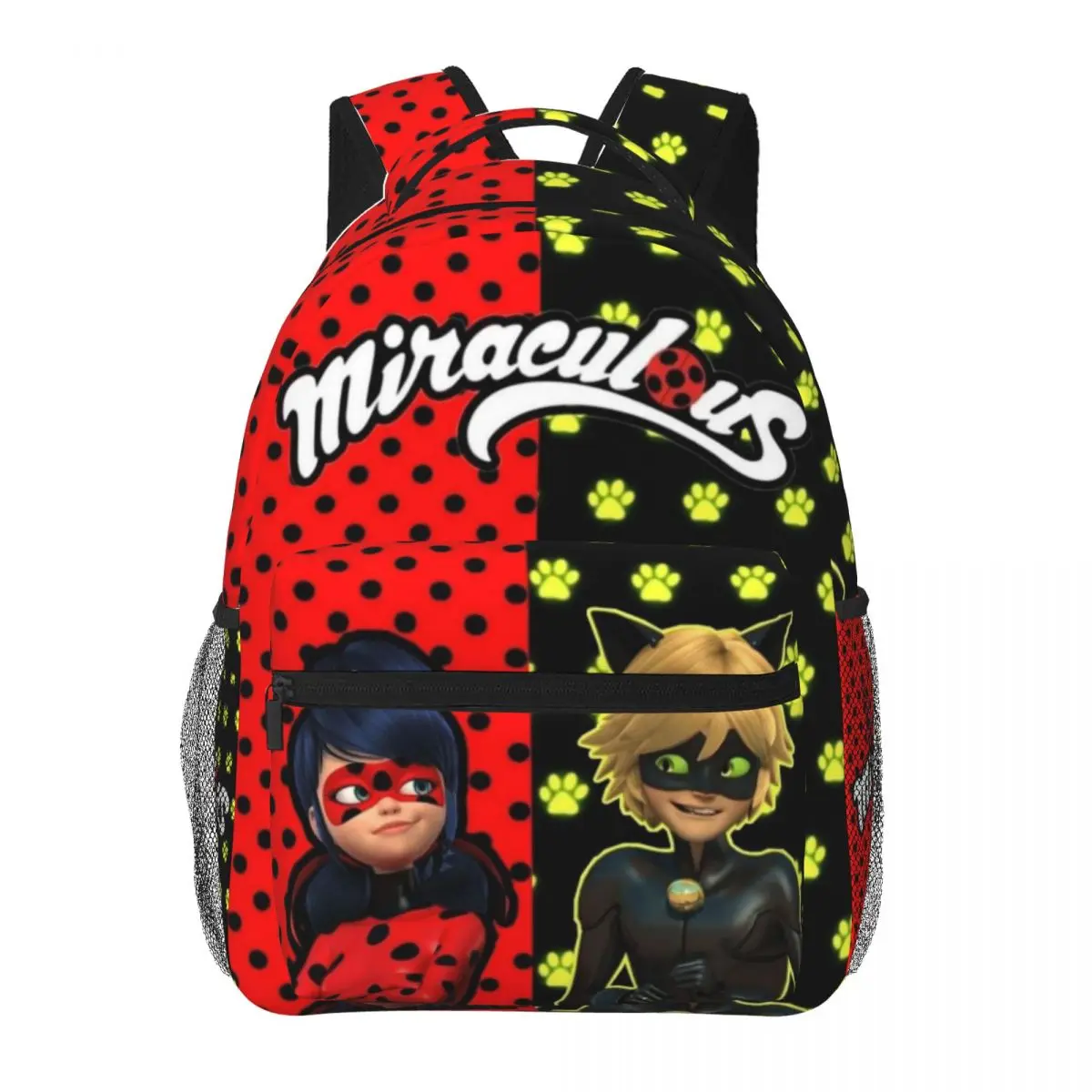 Cartoon-Miraculous-Ladybug Backpack Student Schoolbag for Men Women Laptop Canvas Bags 16in