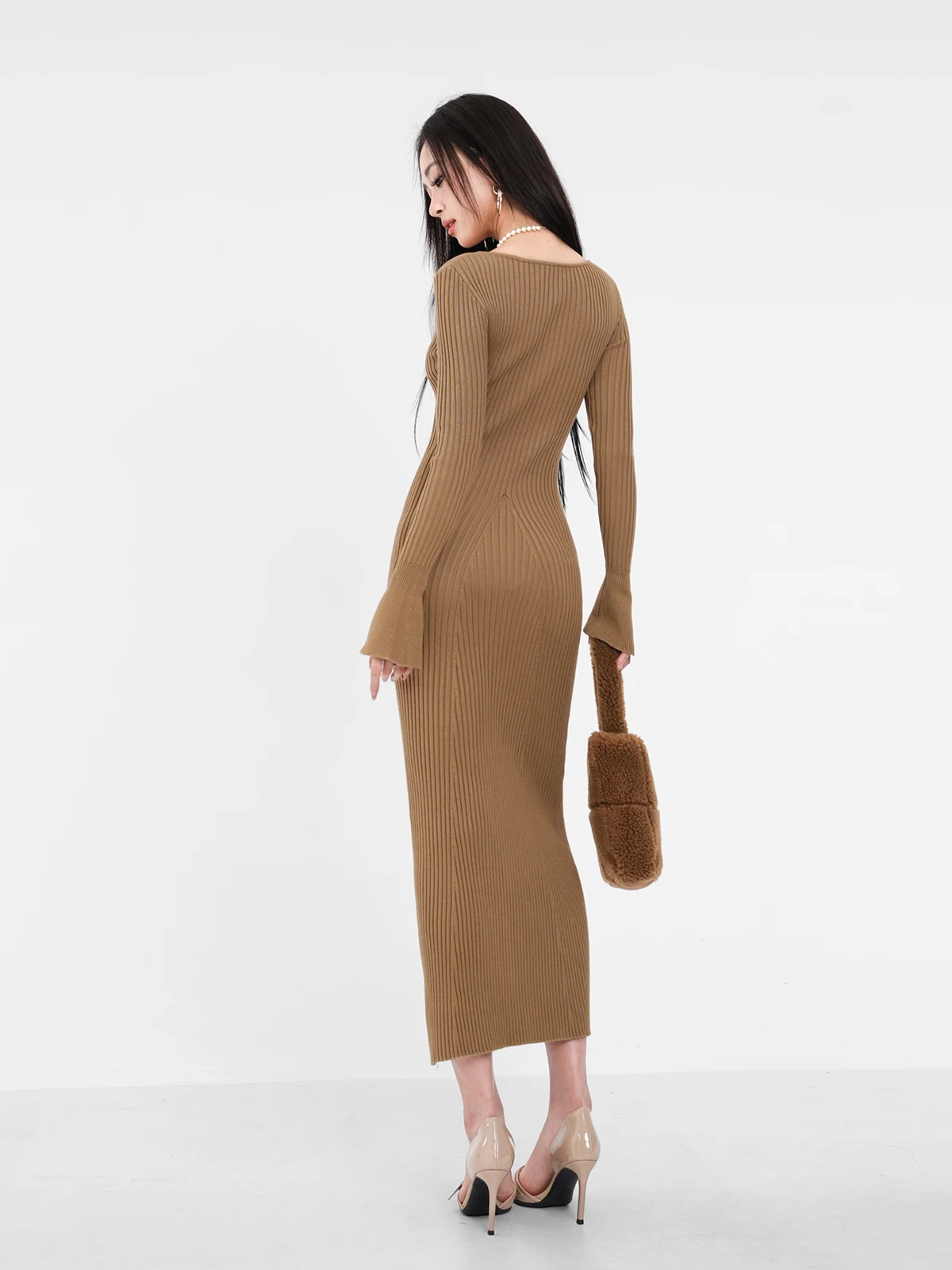 Осенне-зимнее вязаное платье American Gyaru облегающее нижнее белье внутренняя одежда